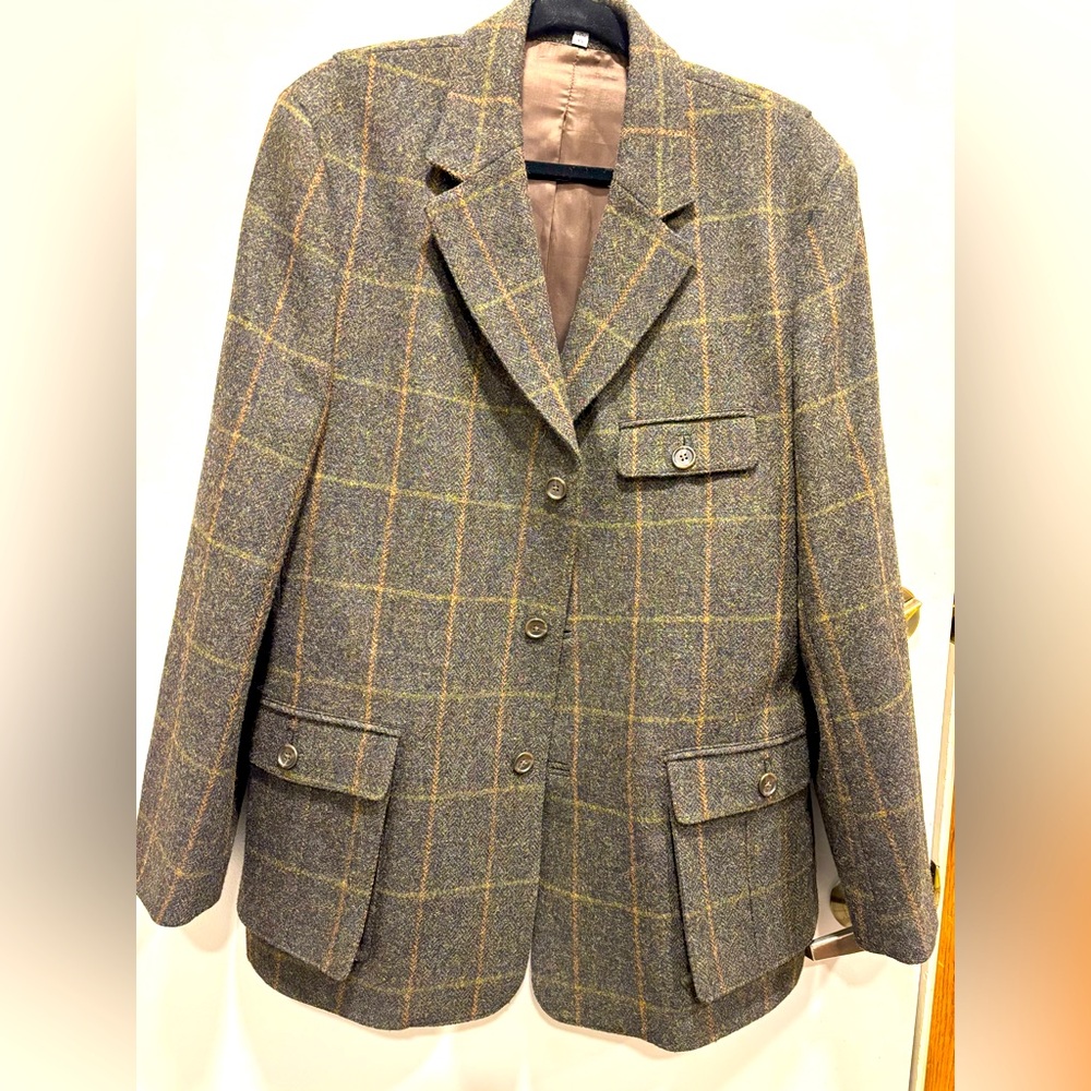 J. Peterman Gray Plaid Blazer